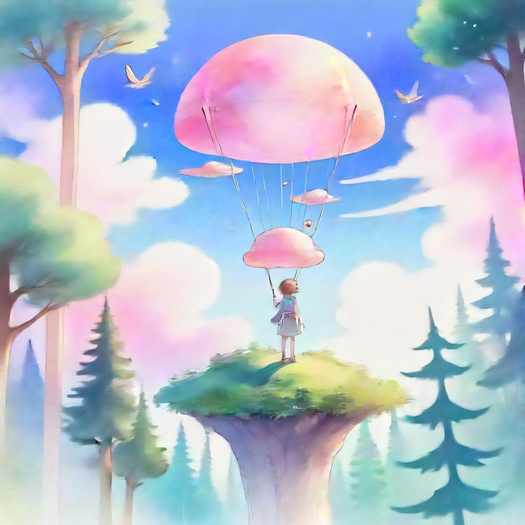 SD-SPIF generated pastel floating island scene